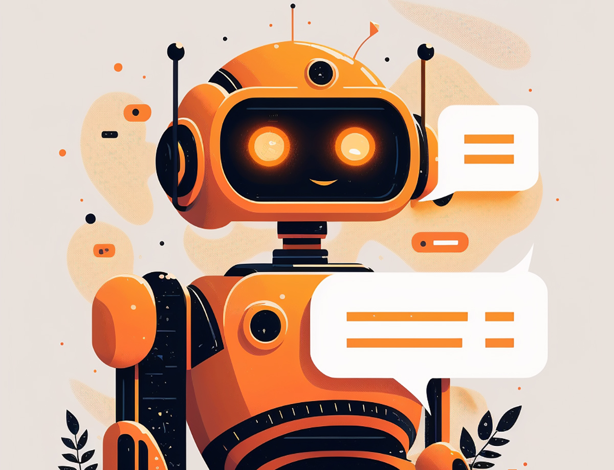 AI chatbot robot illustration for AI search optimization