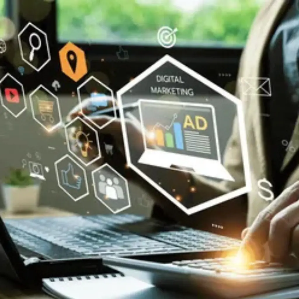 Digital advertising and PPC concept on a laptop